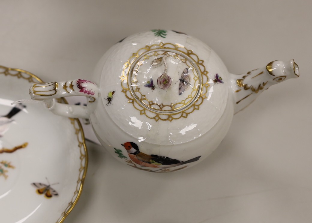 A 19th century Herend porcelain bachelor's teaset, saucer with date code for 1867